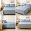Ensemble de draps 4 pièces très grand en mélange de coton rafraîchissant 600TC, literie à poches profondes gris-bleu pour dormeurs chauds, chambre à coucher-131217788-131217793