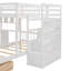 Lit superposé double au-dessus de simple avec bureau, tiroirs et tablettes, blanc