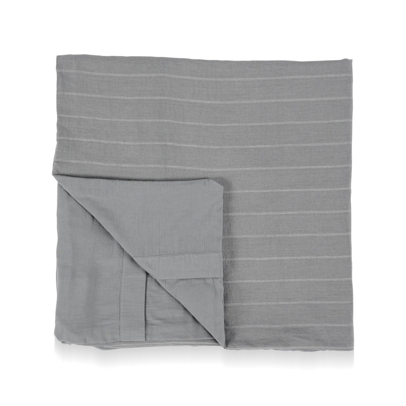 Eberly Striped Linen Duvet Cover, Sea Fog Blue, Queen Duvet Cover