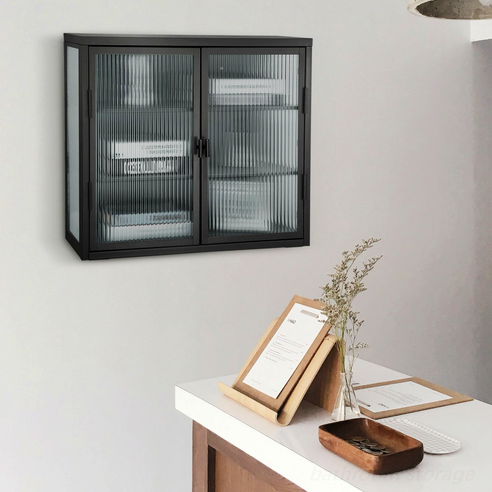 17 Stories Bathroom Cabinet, Glass Door Wall Cabinet With Detachable ...