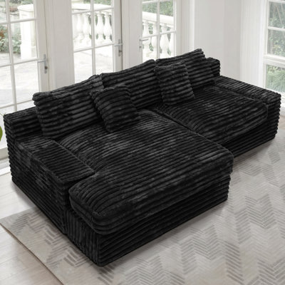 Siège de canapé modulaire 118,1 * 66,9 po, canapé rembourré compressé pour le salon, la chambre à coucher, l’appartement, aucun assemblage requis, combinaison libre de 2 pièces, tissu en velours côtelé moelleux