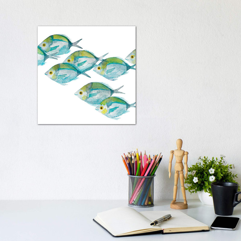 " Fishes ", No Mat, Wrapped Canvas, 12" H x 12" W x 1.5" D