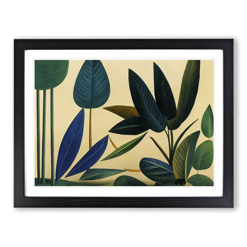 Abstract Jungle Leaves - Framed Print, Black, 34cm H x 46cm W x 2cm D