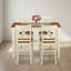 Ensemble table haute rectangulaire 5 pièces en bois d'hévéa couleur cerisier-babeurre, style transitionnel, avec assise en bois.-1234817963