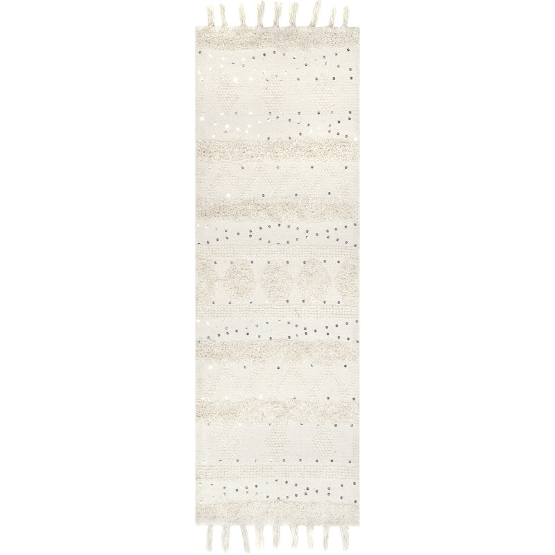 Jayko Textured Wool Ivory Area Rug, Runner 2'8" x 12'