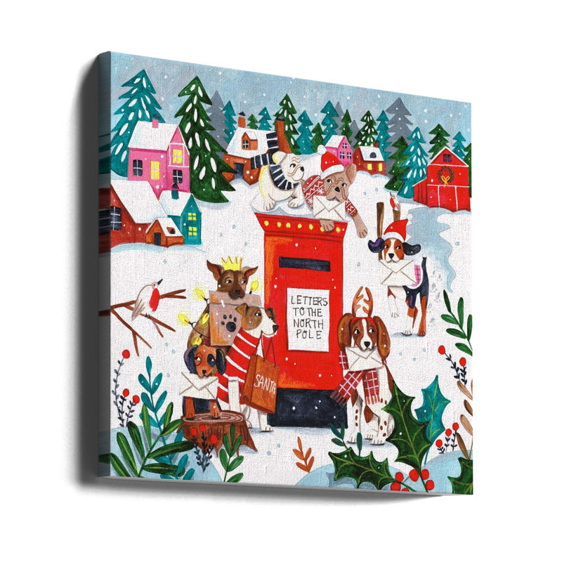 "Christmas post", art mural sur toile tendue, H 16 po x l 16 po