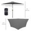 Parasol de patio mi-parasol 9,8 pi, manivelle, gris foncé