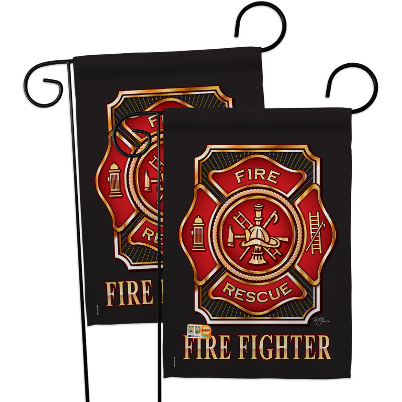 Fire fighter-impressions décoratifs en polyester 2 faces 19 x 13 po drapeau de jardin