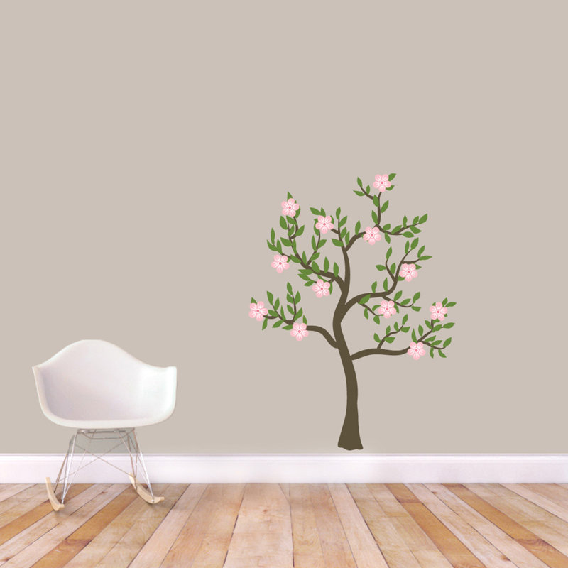 Décalcomanie murale arbre fleur, H 48 po x l 36 po