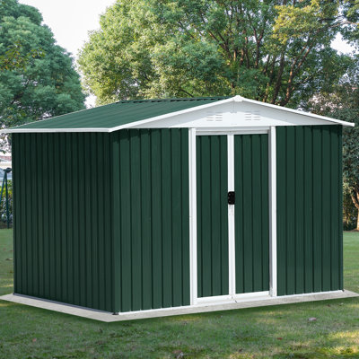 8x6 Ft Outdoor Metal Storage Unit, , Galvanized Steel & Aluminum Alloy, Construction, Ideal For Spaces 8ft X 6ft Shed, Alloy Structure, , Bicycle And Pool