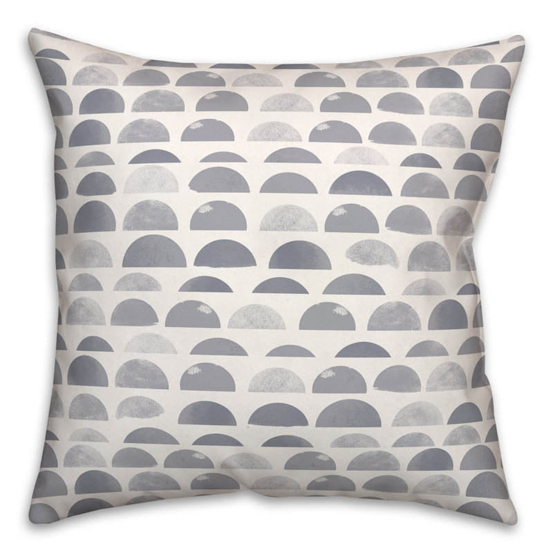 Half Circles 7 Outdoor Throw Pillow, 16" x 16", Blue