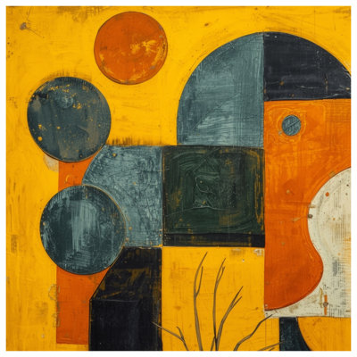 Yellow Geometric Abstract Composition Blankets
