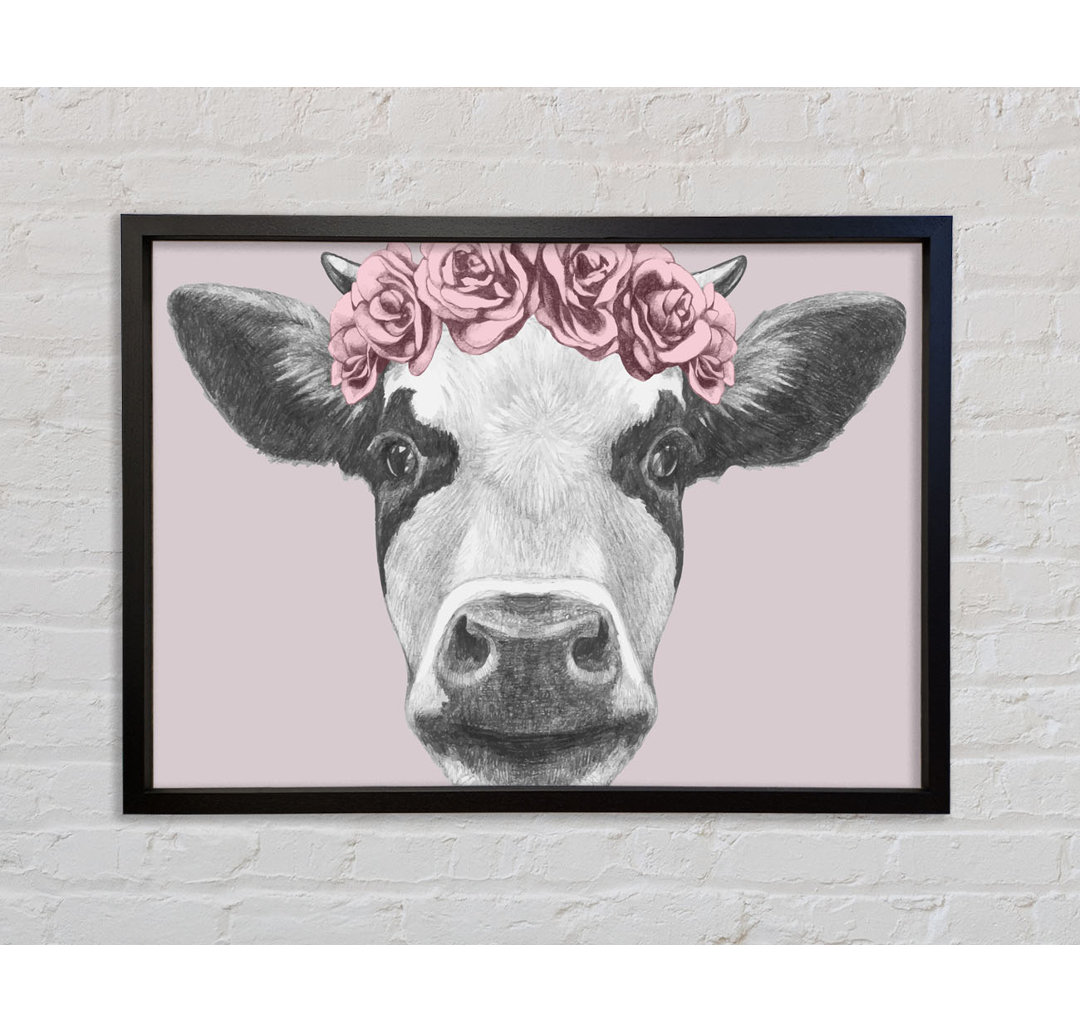 Rose Cow Head - Einzelner Bilderrahmen Kunstdrucke auf Leinwand