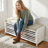 Rustic Entryway Storage Bench With Cushion - Shutter Door Organizer For Shoes And Accessories-199353380