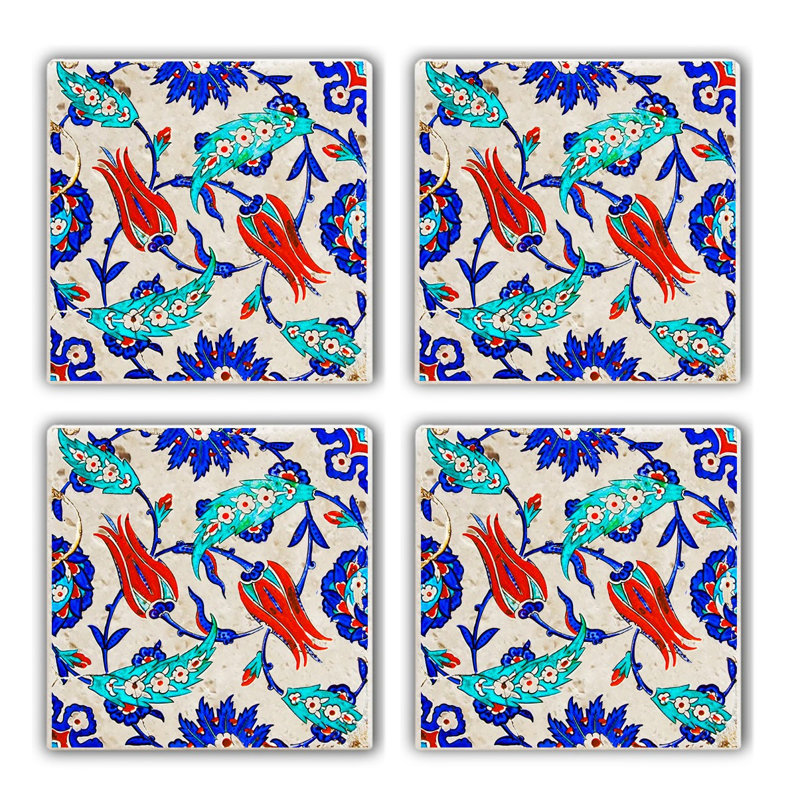 Ensemble de tapis en verre de qualité supérieure (4 pièces) de qualité supérieure, 3,9 x 3,9 x 0,4 pouces | 100% pierre naturelle pour la durabilité et l'élégance | Parfait pour protéger les surfaces, idéal pour la maison et le bureau, élégant et fonctionnel