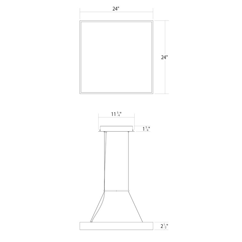 Pi Dimmable LED Square / Rectangle Chandelier, 3000K