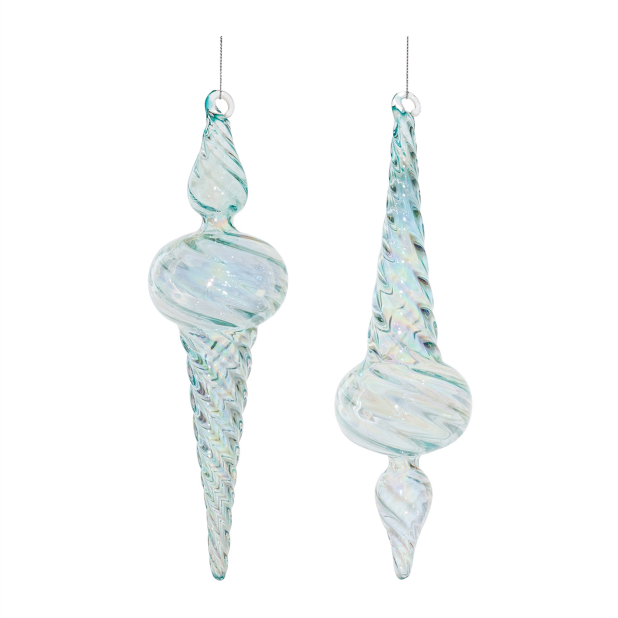 Melrose International Irredescent Glass Finial Drop Ornament (Set of 6)