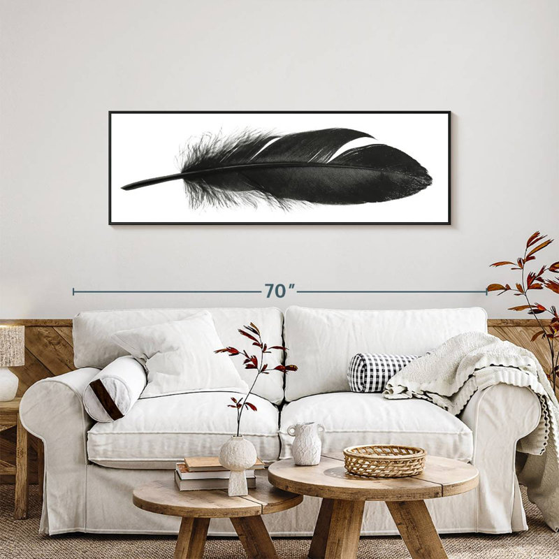 Plume foncée, 57" x 19", Cadre flottant noir