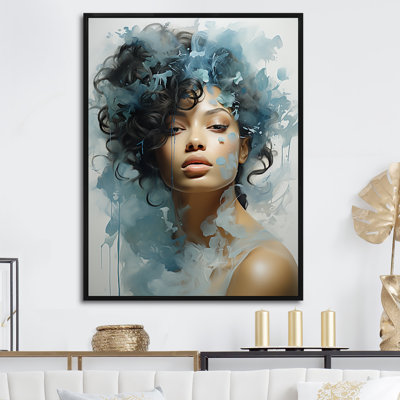 Cyan Smoke Woman Portrait, reproduction d'art sur toile