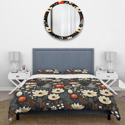 Whimsical Bohemian Bliss Floral Motif I - Ensemble de housse de couette floral - Polyester microfibre