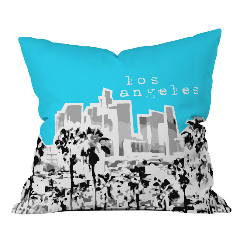 Coussin en jeté los angeles Bird Ave, 20 po x 20 po, Aigue-marine
