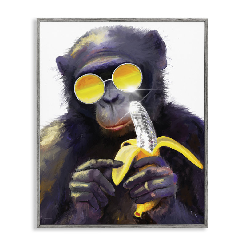 Cool singe avec disco banane, estampe numérique, design par Kamdon Kreations, H 30 po x l 24 po, Estampe numérique Farmhouse
