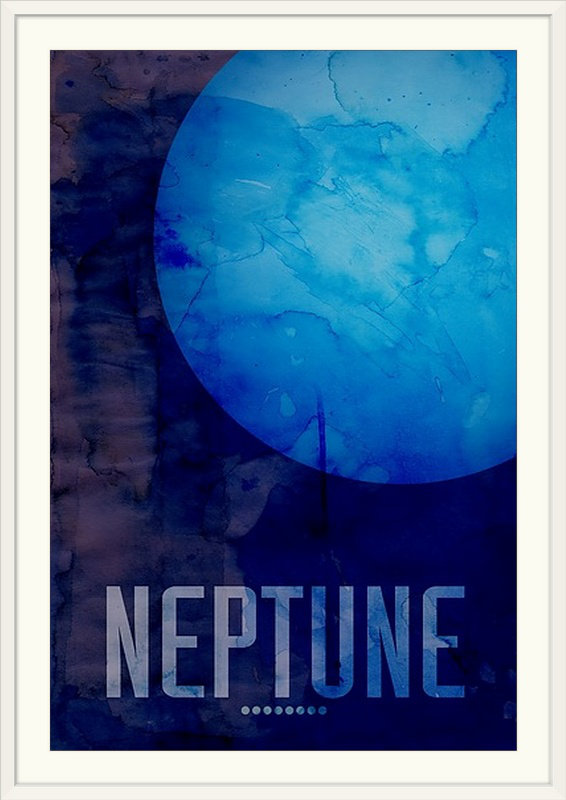«The Planet Neptune» par Francy, impression, H 44 po x l 32 po x P 1 po, Cadre blanc