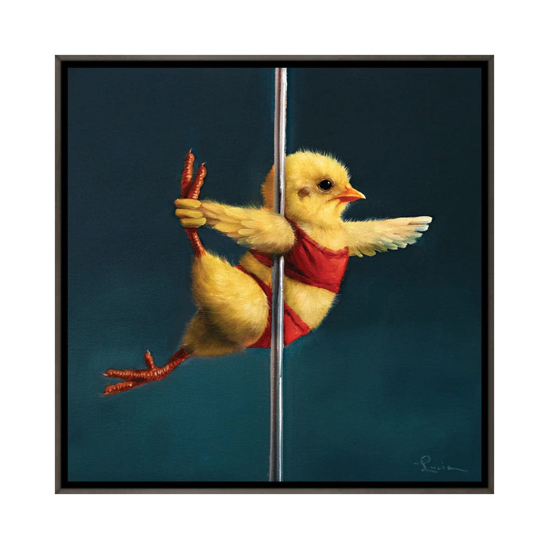 Pole Chick Rocket Woman_1PC6, H 37 po x l 37 po, Cadre flottant en bois foncé foncé