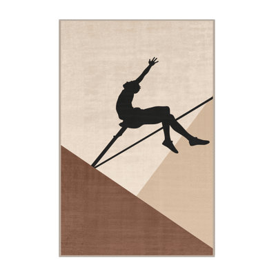 Machine Washable Takengon High Jump Minimalist Rug in Beige – Beige Binding