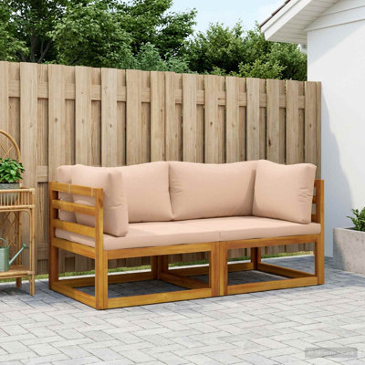 70 cm W Acacia Patio Corner Sofa with Cushions
