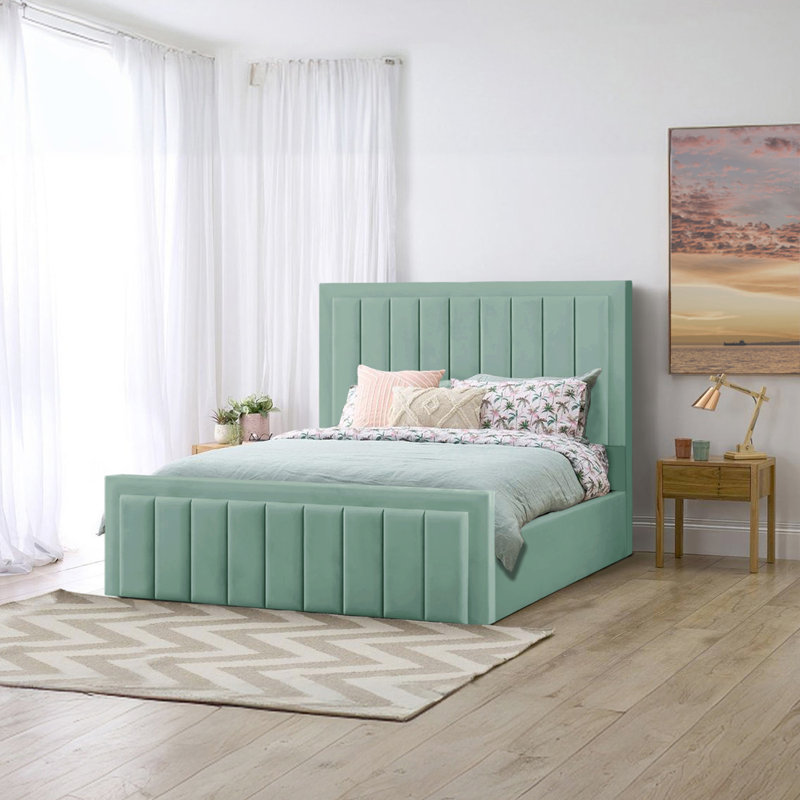 Antrone Upholstered Ottoman Storage Bed, Double (4'6), Duck Egg