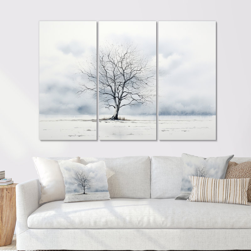 Winters Tree Minimalisme - ensemble d'art mural arbre, Toile tendue, H 40 po x l 60 po x P 1 po