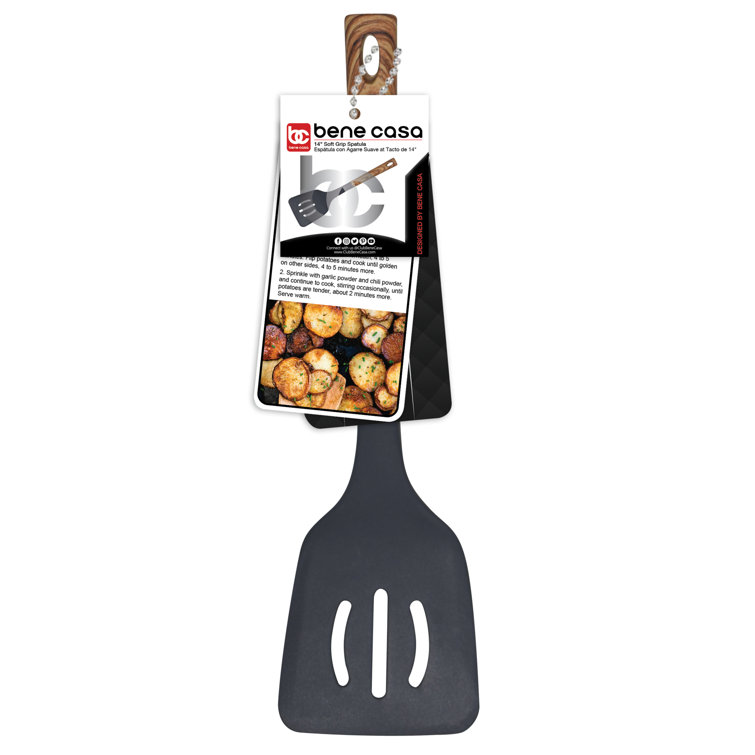 Bene Casa Black Spatula with Wood Like Handle, Heat Resistant