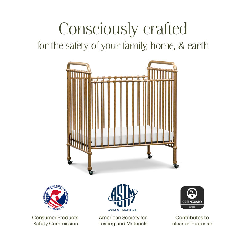 Abigail 3-In-1 Convertible Mini Crib, Vintage Gold