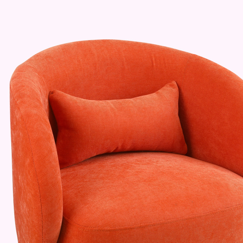 Huertes Upholstered Swivel Armchair, Orange Linen