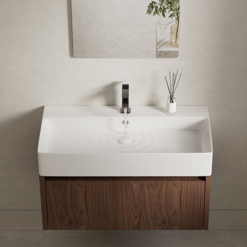 Lavabo de salle de bain Los Flexi avec trop-plein, fixation murale et comptoir, bonde escamotable, L 32 po x l 16 po
