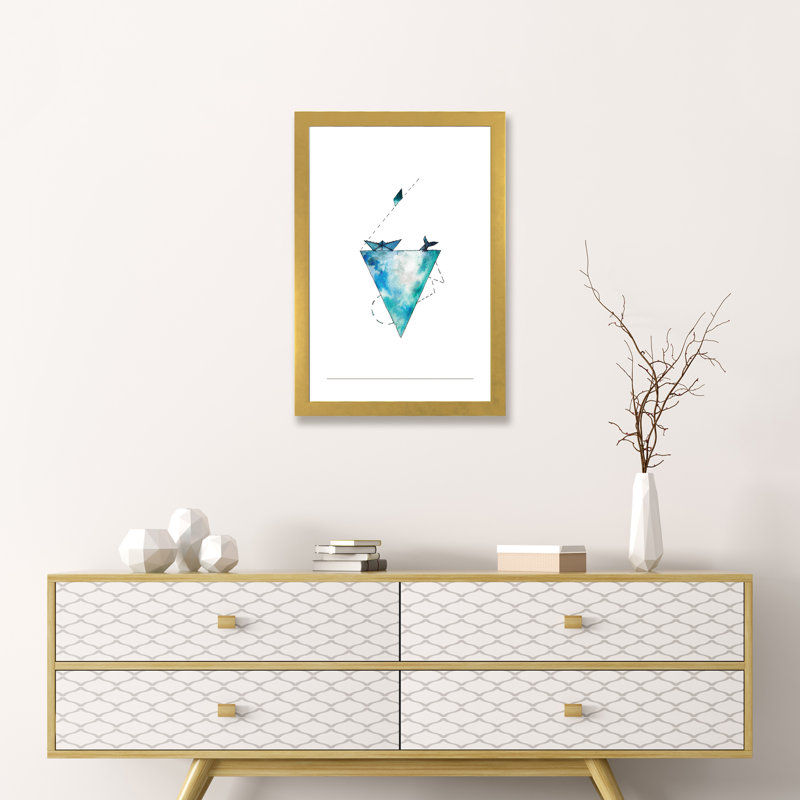 Art pour bateau, H 24 po x l 16 po x P 1 po, Papier encadré doré