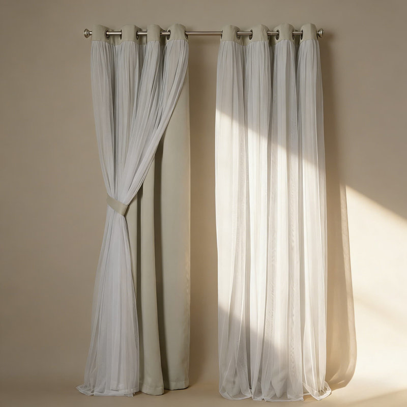 Paquet de 2 rideaux double couche - Panneaux obscurcissant et occultant avec œillets pour une meilleure efficacité énergétique