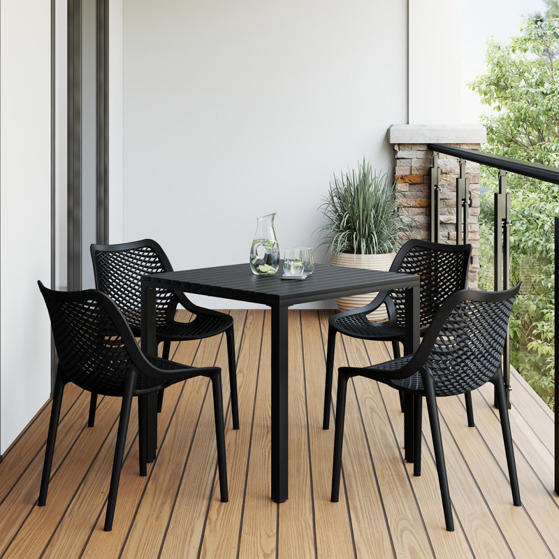 Ensemble repas carré pour 4 personnes, Black