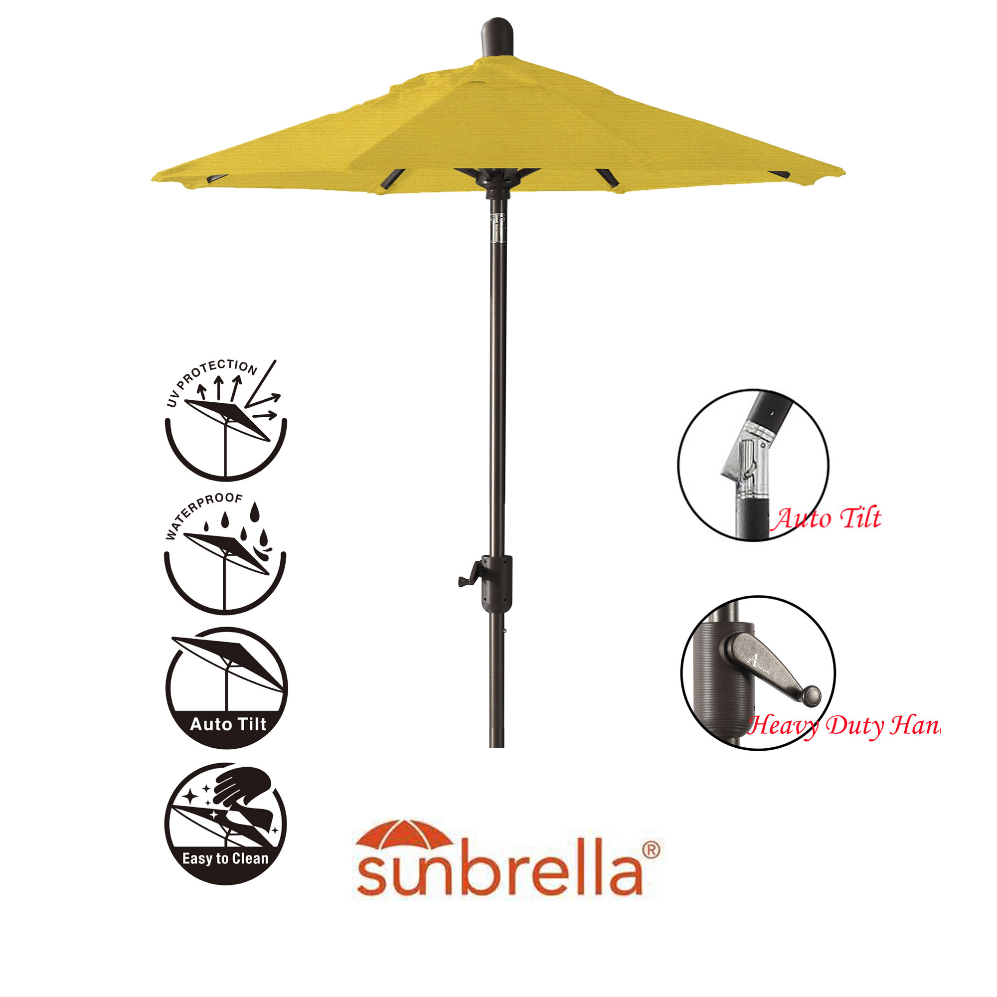 Natalie 74.5'' Outdoor Umbrella, Canvas Sunflower Yellow, Antique Bronze