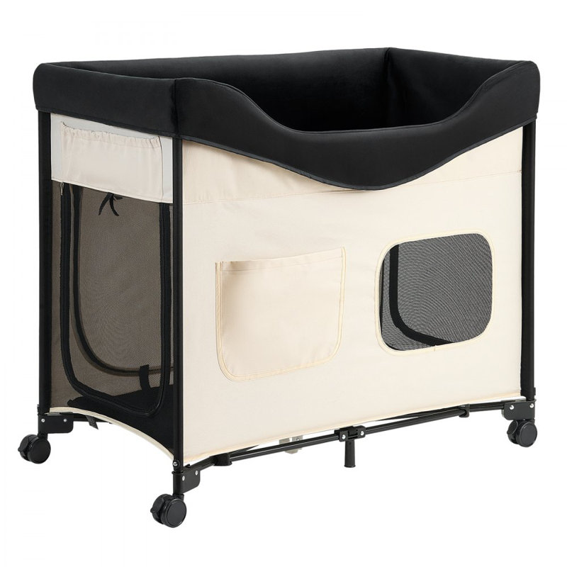 Elevated Lounge Pet Bed Foldable Bunk Dog Bed with Wheels & Side Bags L, 28.94" H x 34.25" W x 22.05" D