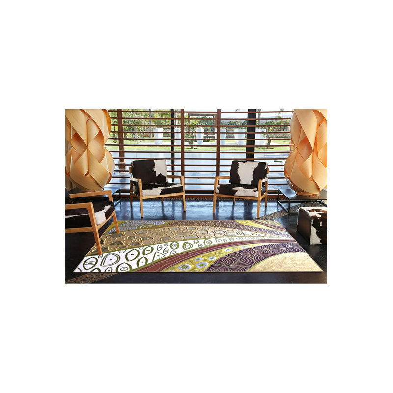 Tapis multicolore à motif décoratif lavable, Sous-tapis carré 3 pi 3 po inclus