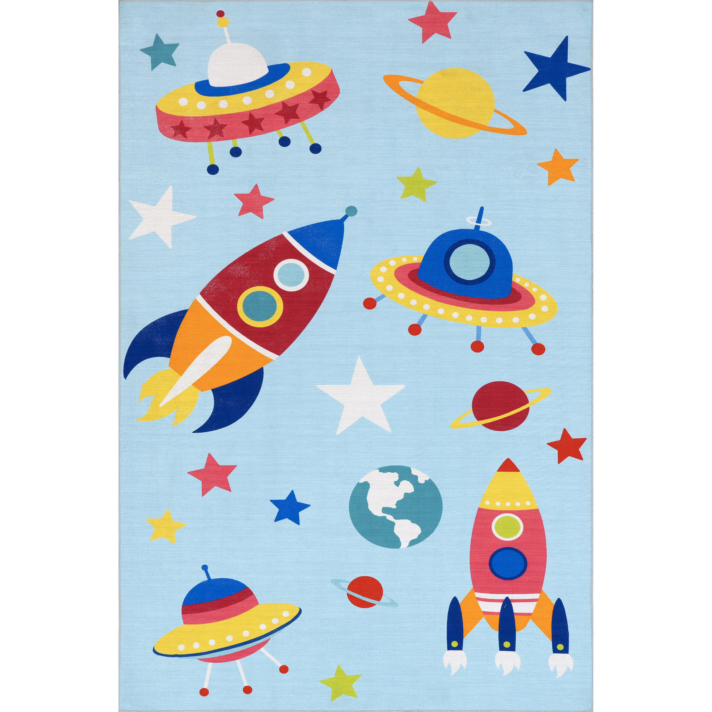 Zoomie Kids Eddie Outer Space Machine Washable Kids Area Rug & Reviews ...