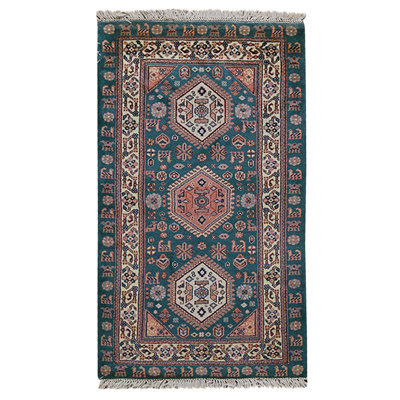 High-Quality Hand-Knotted Green Area Rug
