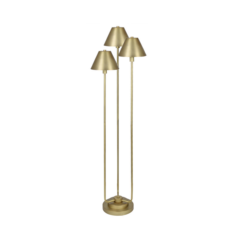 Lampe sur pied arbre en métal doré de 160,5 cm de hauteur avec abat-jour Empire en métal doré