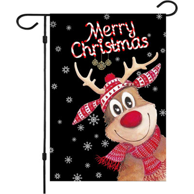 Drapeaux de jardin de Noël, drapeaux de Noël Elk drapeaux de maison de Noël drapeaux de Noël d'extérieur 12,5 x 18 pouces pour décoration de jardin de Noël