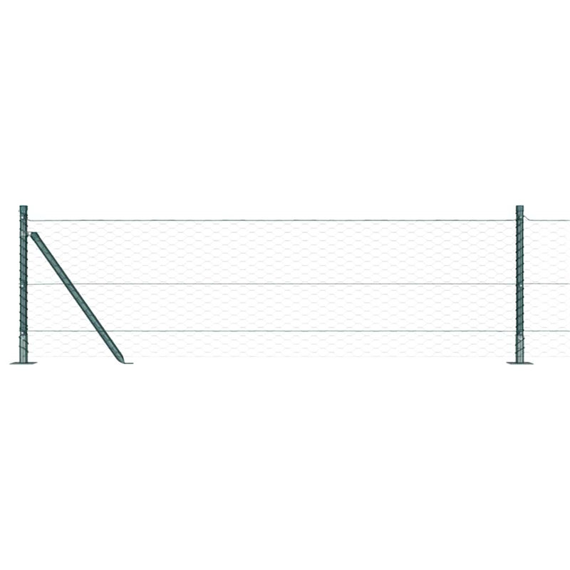 Vidaxl Fence With Posts PVC-Coated Steel, Green, 60cm H x 5000cm W x 3.2cm D