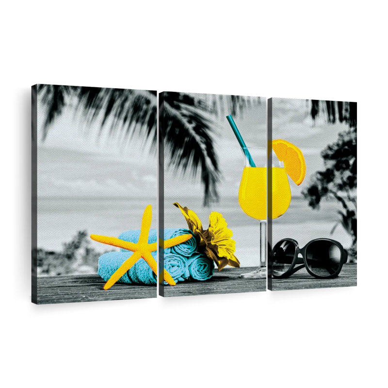 «Cocktail Summertime Pop», ensemble de 3 reproductions sur toile par L. C. Sutton Creations, H 32 po x l 50 po x P 1,25 po