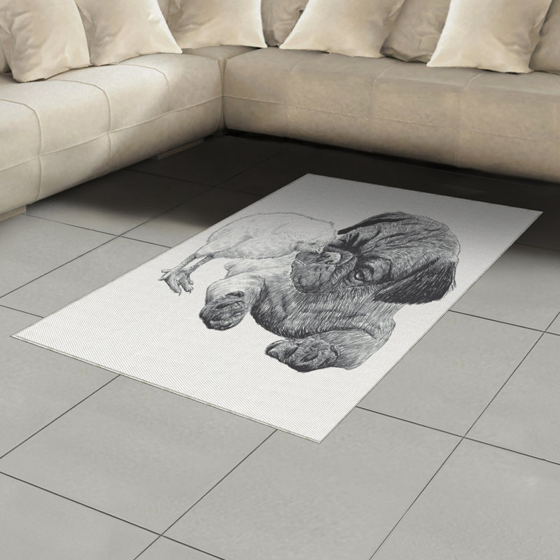 Pug High Density Long Fiber Poly Threads Decorative Area Rug Carpet, Rectangle 4' x 5'8"