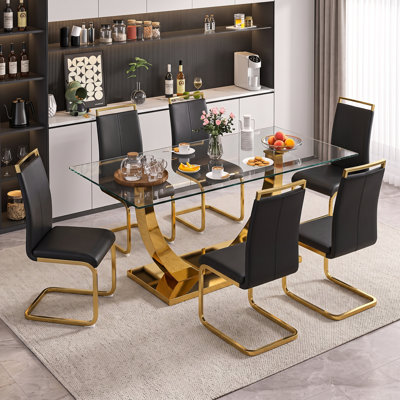 Chaises de salle à manger cantilever modernes Amari en similicuir avec piètement chromé